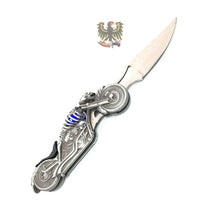 Load image into Gallery viewer, FOLDING POCKET KNIFE SKULL RIDER LED LINERLOCK WITH LED LIGHT MOTORCYCLE HARLEY