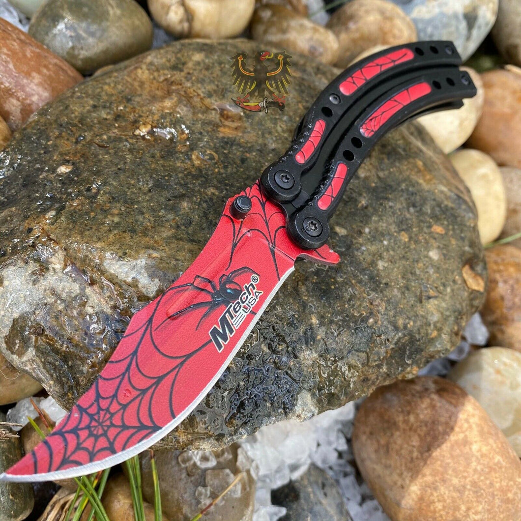 SPIDER SPRING ASSISTED EVERYDAY CARRY KNIFE RED STAINLESS STEEL BLADE MTECH
