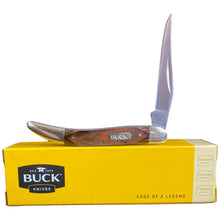 Load image into Gallery viewer, BUCK  TOOTHPICK FOLDING POCKET KNIFE WITH BROWN RICH GRAIN WOOD HANDLE