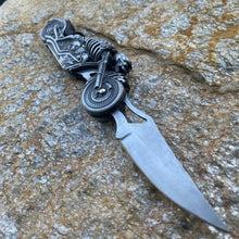 Load image into Gallery viewer, FOLDING POCKET KNIFE SKULL RIDER LED LINERLOCK WITH LED LIGHT MOTORCYCLE HARLEY