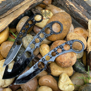 FROST CUTLERY SET FIXED BLADE KNIFE BLACK FINISH STAINLESS BLADE