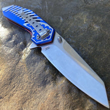 Load image into Gallery viewer, COMBAT READY STARS AND STRIPES LINERLOCK KNIFE WITH ALUMINUM HANDLE