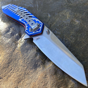 COMBAT READY STARS AND STRIPES LINERLOCK KNIFE WITH ALUMINUM HANDLE