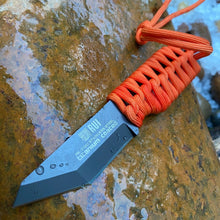 Load image into Gallery viewer, RUI TACTICAL TACTICAL FIXED BLADE HUNTING KNIFE WITH ORANGE CORD WRAPPED