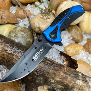 BLUE ASSISTED OPENING DROP POINT LINERLOCK FOLDING EVERY DAY CARRY POCKET KNIFE