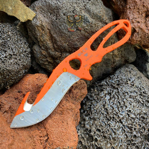BUCK LARGE PAKLITE SKINNER GUTHOOK KNIFE ORANGE FIX BLADE WITH SHEATH