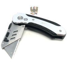Load image into Gallery viewer, MTECK HEAVY DUTY BUTTON LOCK SILVER UTILITY KNIFE WITH ALUMINUM HANDLE