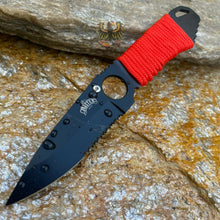 Load image into Gallery viewer, COOL NECK FIXED DROP POINT BLADE KNIFE WITH RED NYLON CORD WRAPPED HANDLE