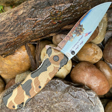 Load image into Gallery viewer, FROST CUTLERY IWO JIMA LINERLOCK A/O POCKET KNIFE CAMO ALUMINUM HANDLE ASSISTED