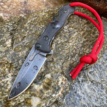 Load image into Gallery viewer, SHARP SOLID NECK KNIFE WITH DROP POINT BLADE  BLACK G10 HANDLE AND KYDEX SHEATH
