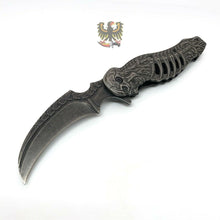 Load image into Gallery viewer, FOLDING POCKET KNIFE SKULL TALON ASSISTED OPENING LINERLOCK BLACK STONEWASH