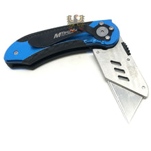 Load image into Gallery viewer, MTECH HEAVY DUTY BUTTON LOCK BLUE UTILITY KNIFE WITH ALUMINUM HANDLE