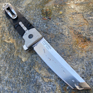 COLD STEEL OYABUN FLIPPER KNIFE 3.5" 4034 TANTO BLADE, GRAY GRIV-EX HANDLES