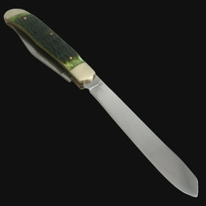 FROST CUTLERY GERMAN MADE  ANTIQUE GREEN JIGGED BONE LARGE TRAPPER