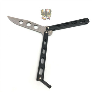 BEAR & SON 114BTR 5 BLACK BUTTERFLY TRAINER 4" CLOSED HIGH CARBON UNSHARPENED