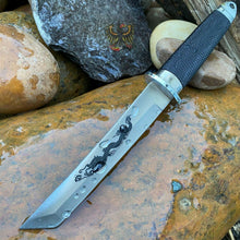 Load image into Gallery viewer, MISCELLANEOUS FIXED BLADE KNIFE NEW BLACK DRAGON TANTO CAMPING KNIFE RUBBER GRIP
