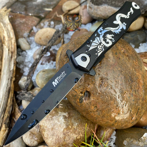 DRAGON BLACK ASSISTED OPENING LINERLOCK FOLDING EVERYDAY CARRY POCKET KNIFE MTEC