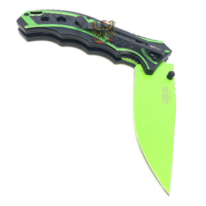 BLACK/GREEN ASSISTED OPENING LINERLOCK FOLDING EVERYDAY CARRY POCKET KNIFE MTECH