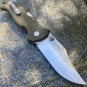 COLD STEEL BUSH RANGER LITE FOLDING KNIFE 3.5" PLAIN BLADE, OD GREEN GFN HANDLES