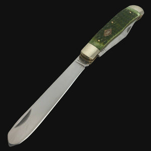 FROST CUTLERY GERMAN MADE  ANTIQUE GREEN JIGGED BONE LARGE TRAPPER