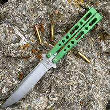 Load image into Gallery viewer, BEAR &amp; SON 5.13&quot; CLOSED. 3.63&quot; SATIN FINISH GREEN 440 STAINLESS CLIP POINT BLADE