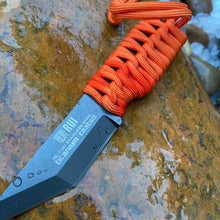 Load image into Gallery viewer, RUI TACTICAL TACTICAL FIXED BLADE HUNTING KNIFE WITH ORANGE CORD WRAPPED