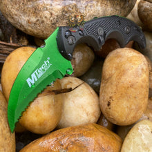 Load image into Gallery viewer, MTECH FIXED KARAMBIT HAWK MILITARY STYLE KNIFE STAINLESS GREEN BLACK SERRATED