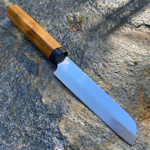KANETSUNE  KAMA-GATA FRUIT KNIFE WITH WILD CHERRY WOODEN HANDLE