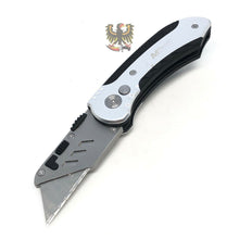 Load image into Gallery viewer, MTECK HEAVY DUTY BUTTON LOCK SILVER UTILITY KNIFE WITH ALUMINUM HANDLE