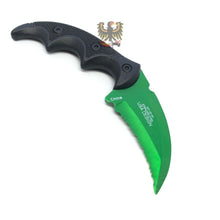 Load image into Gallery viewer, MTECH FIXED KARAMBIT HAWK MILITARY STYLE KNIFE STAINLESS GREEN BLACK SERRATED