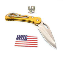 Load image into Gallery viewer, BUCK KNIVES MINI SPITFIRE LOCKBACK KNIFE YELLOW ALUMINIUM HANDLE