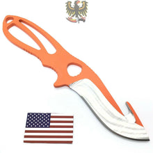 Load image into Gallery viewer, BUCK LARGE PAKLITE SKINNER GUTHOOK KNIFE ORANGE FIX BLADE WITH SHEATH