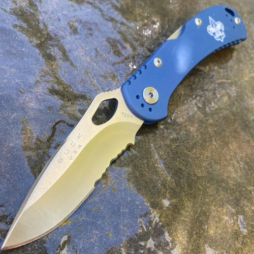 BUCK SPITFIRE BSA PART SERRATED BLADE LOCKBACK FOLDING EDC POCKET KNIFE