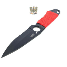 Load image into Gallery viewer, COOL NECK FIXED DROP POINT BLADE KNIFE WITH RED NYLON CORD WRAPPED HANDLE
