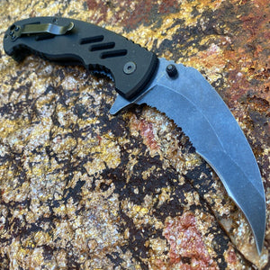 COMBAT READY BLACK STONEWASH LINERLOCK FOLDING COOL POCKET KNIFE WITHG-10 HANDLE