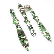 Load image into Gallery viewer, THROWING KNIFE SET (3) CAMO WITH BLACK NYLON BELT DOUBLE EDGE