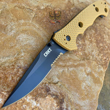 Load image into Gallery viewer, CRKT LINERLOCK FOLDING POCKET EVERYDAY CARRY KNIFE WITH DESERT TAN ZYTEL HANDLES
