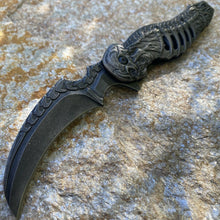 Load image into Gallery viewer, FOLDING POCKET KNIFE SKULL TALON ASSISTED OPENING LINERLOCK BLACK STONEWASH