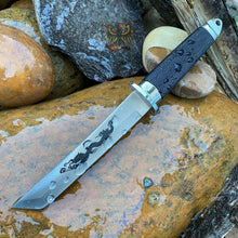 Load image into Gallery viewer, MISCELLANEOUS FIXED BLADE KNIFE NEW BLACK DRAGON TANTO CAMPING KNIFE RUBBER GRIP