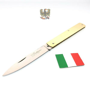 FRARACCIO KNIVES SICILIANO EXTRA SLIM BRASS HANDLE FOLDING DROP PT KNIFE