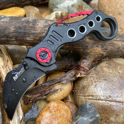 MTECH LINERLOCK MILITARY STYLE KNIFE WITH BLACK ALUMINUM HANDLE