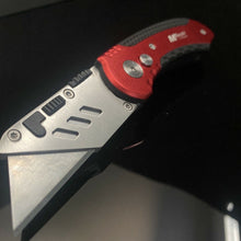 Load image into Gallery viewer, MTECH HEAVY DUTY BUTTON LOCK RED UTILITY KNIFE WITH ALUMINUM HANDLE