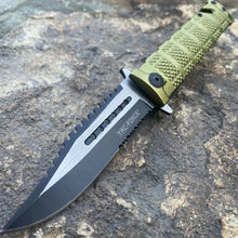 Load image into Gallery viewer, TAC FORCE  CELTIC CROSS LINERLOCK FIXED BLADE KNIFE WITH SILVER COMPOSITION HAND