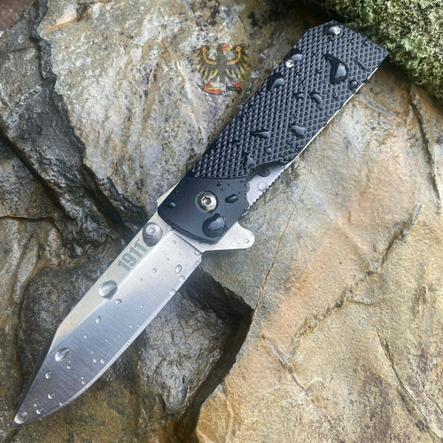 COLD STEEL 1911 LINER LOCK FLIPPER KNIFE BLACK GRIV EX HANDLE