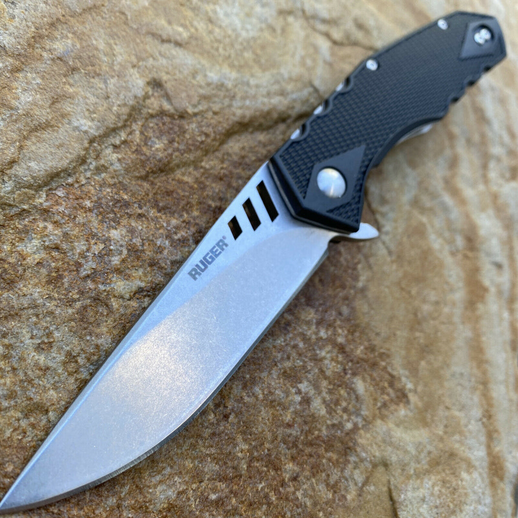 RUGER CRKT -THROUGH COMPACT PLAIN DROP POINT LINERLOCK FOLDING POCKET KNIFE