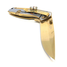 Load image into Gallery viewer, FRAMELOCK GOLD TINI COATED ASSISTED OPENING KNIFE WITH GOLD AND SILVER HANDLE