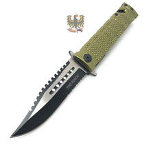 Load image into Gallery viewer, TAC FORCE  CELTIC CROSS LINERLOCK FIXED BLADE KNIFE WITH SILVER COMPOSITION HAND