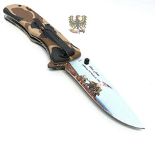 Load image into Gallery viewer, FROST CUTLERY IWO JIMA LINERLOCK A/O POCKET KNIFE CAMO ALUMINUM HANDLE ASSISTED