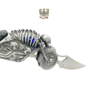 FOLDING POCKET KNIFE SKULL RIDER LED LINERLOCK WITH LED LIGHT MOTORCYCLE HARLEY