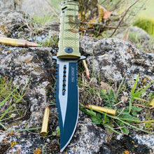 Load image into Gallery viewer, TAC FORCE  CELTIC CROSS LINERLOCK FIXED BLADE KNIFE WITH SILVER COMPOSITION HAND